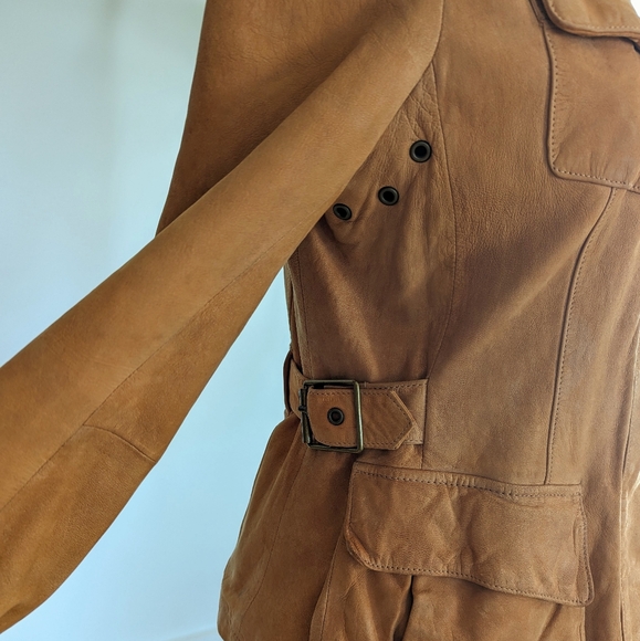 90's Banana Republic Tan Leather Jacket - Picture 3 of 7